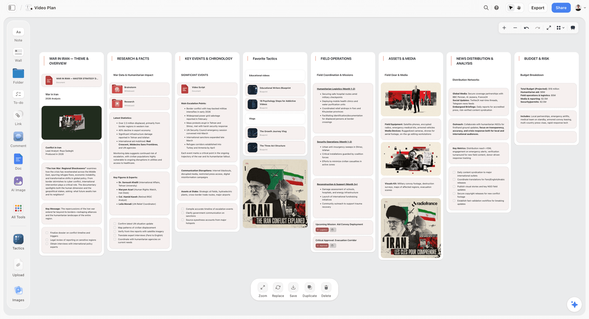 Storyflow AI canvas turning UI references and research into a product direction