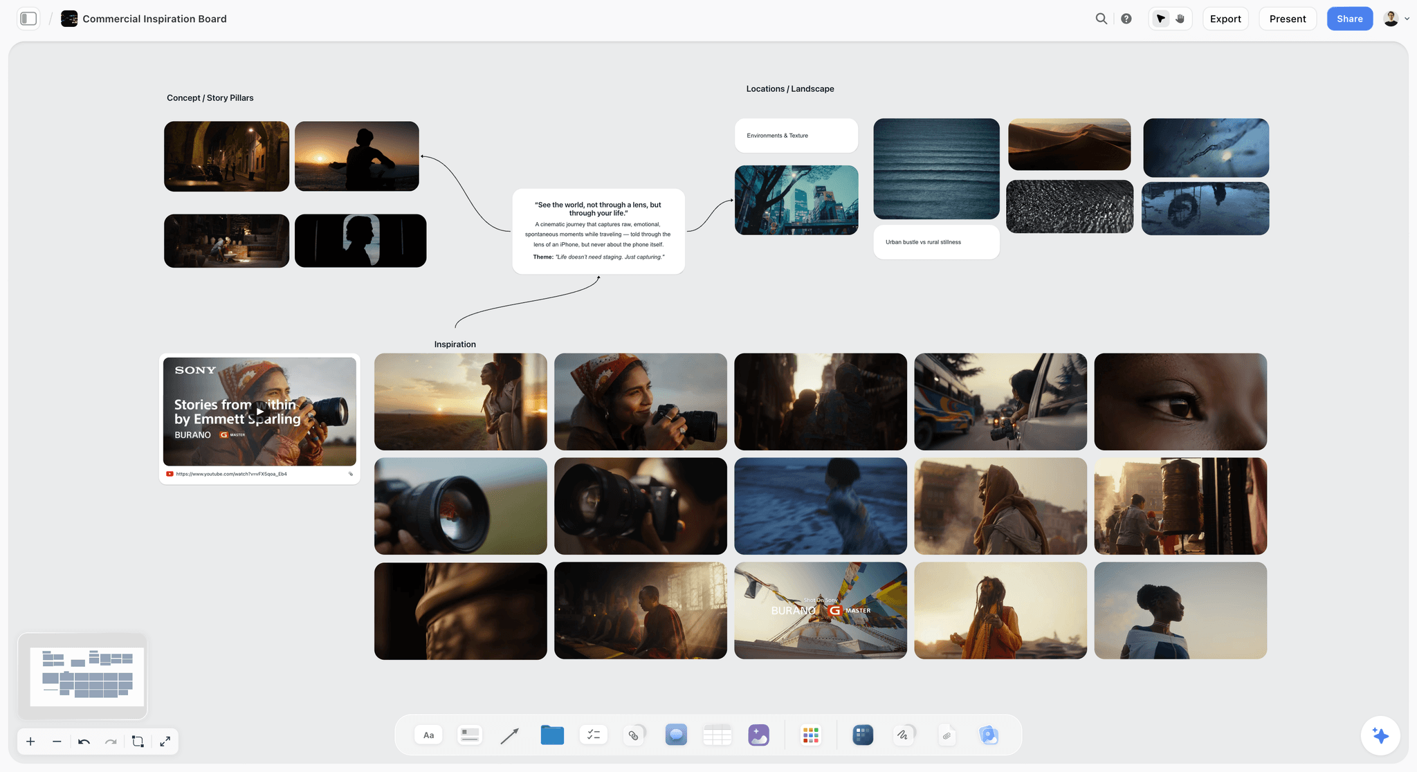 Commercial Moodboard template in Storyflow