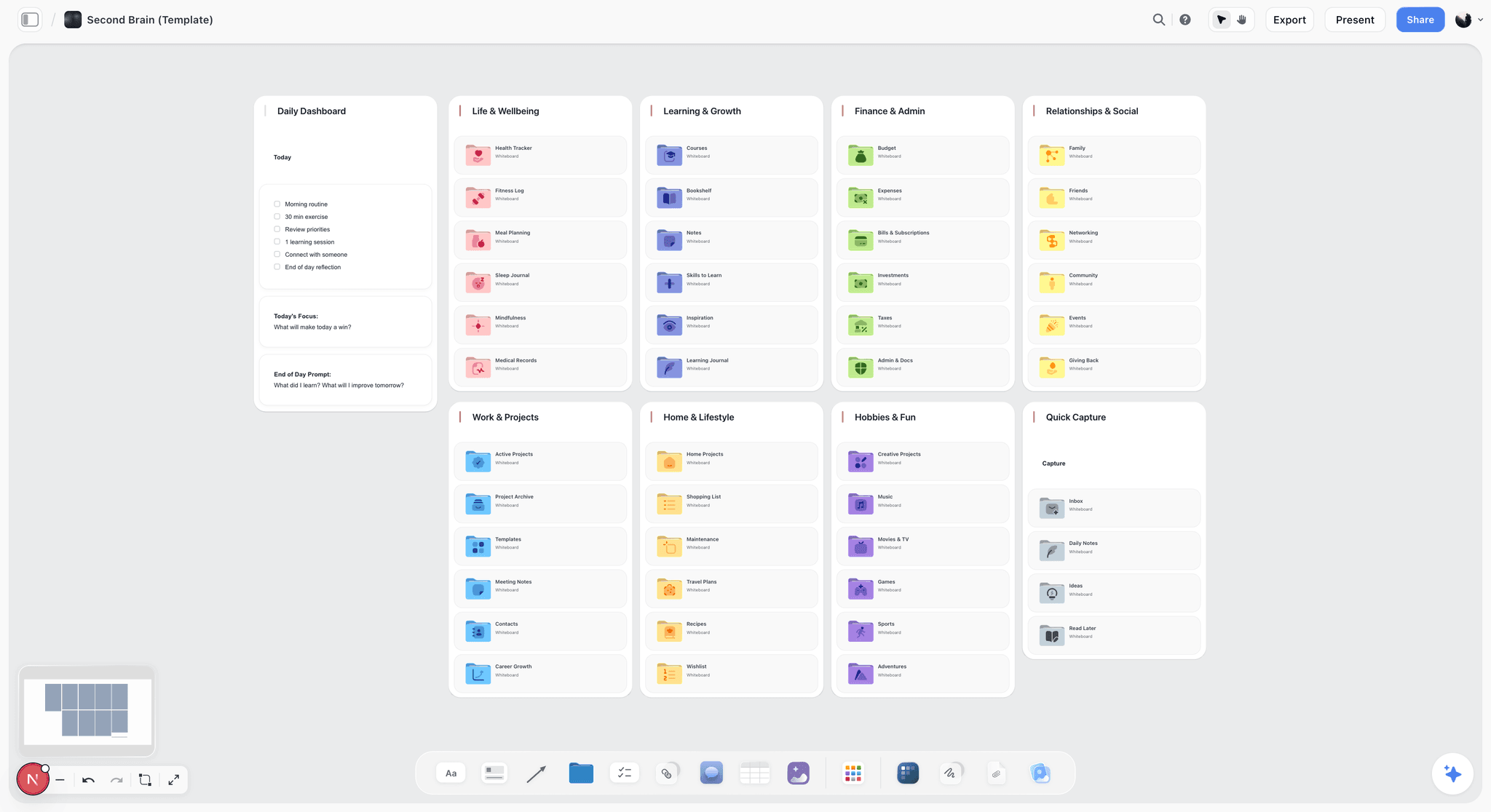 Second Brain template in Storyflow