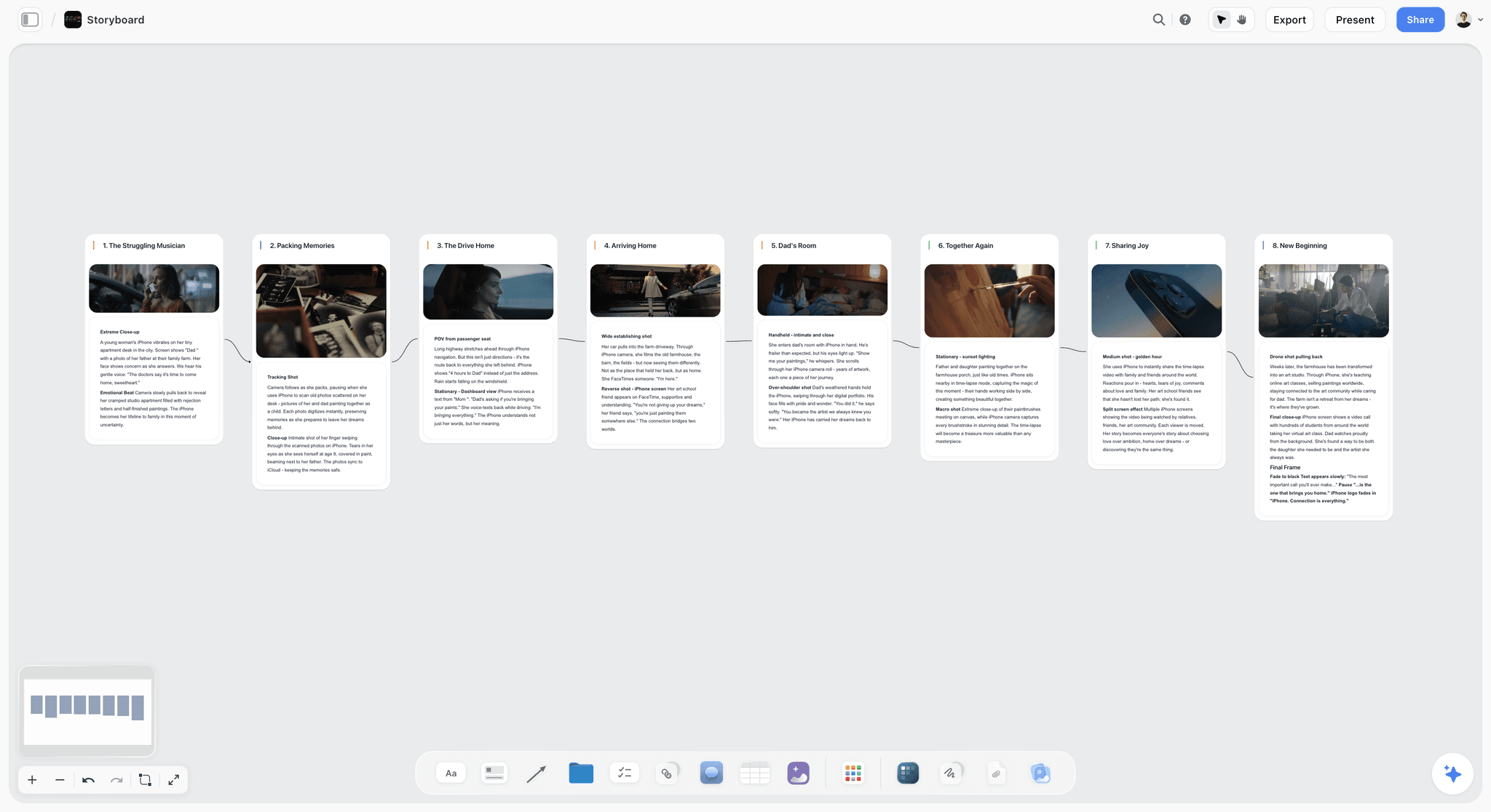Storyboard template in Storyflow