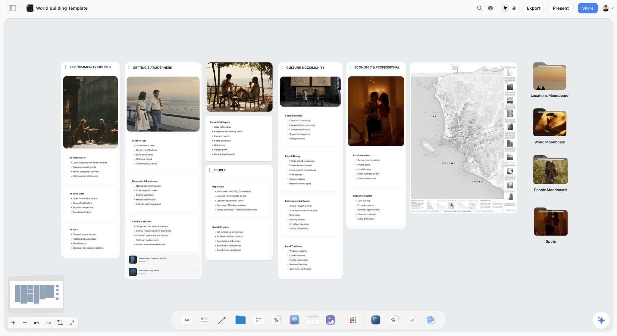 World Building template in Storyflow